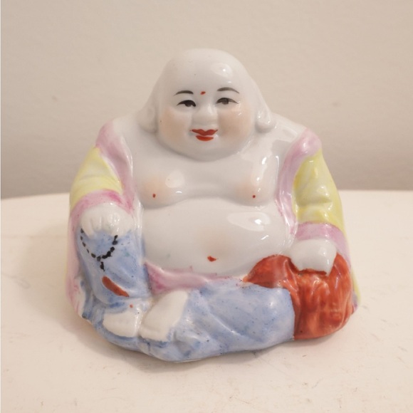 Buddha Colourful Ceramic Laughing Buddha Figurine Buddhism - Picture 1 of 3